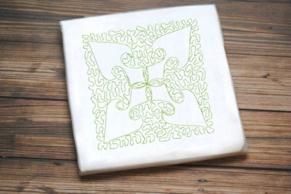 Green One Line Flower Embroidery Design
