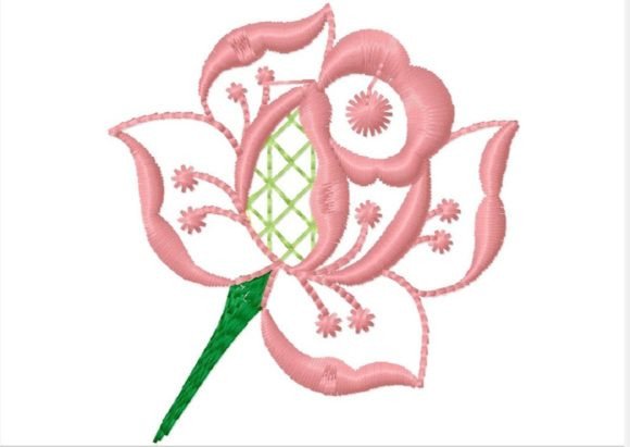 Rose White Work Embroidery Design