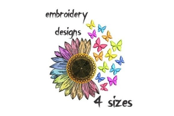 Sunflower Rainbow Embroidery Design